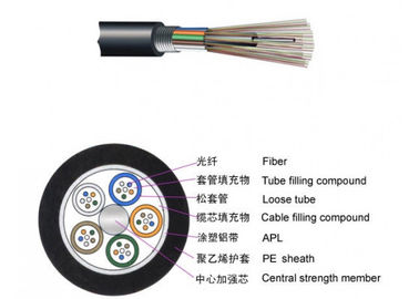 12 câble optique en acier de fibre de bande du noyau GYTA pour l'antenne/conduit, noir