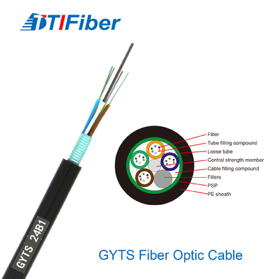 Câble optique blindé extérieur 24 de fibre de mode unitaire de G652d noyau 48 72 96 144 288