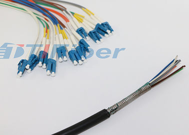 Tresse jaune/orange de tresse de fibre optique de paquet de LC UPC RPA, de mode unitaire
